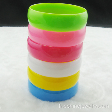 Bracelet large en plastique dur solide au néon Multi couleurs bracelet